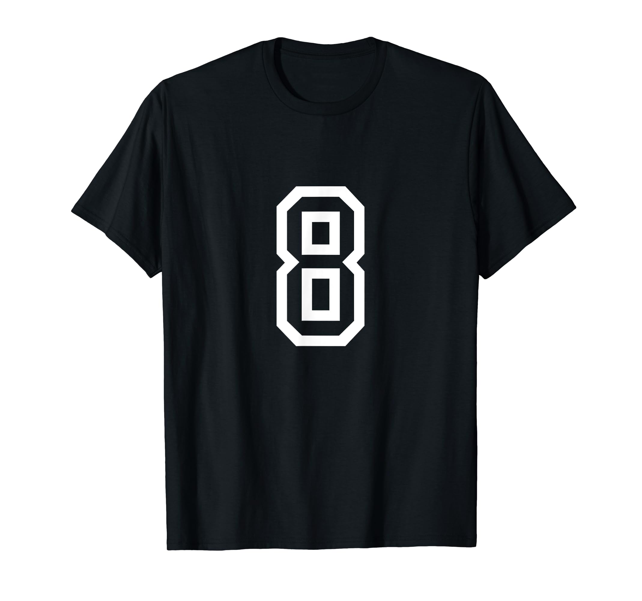 Amazon | 数字 8 太字 アウトライン ホワイト スモール Tシャツ